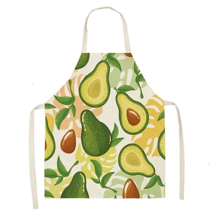 Avocado printed kitchen bib made from high-quality cotton, providing excellent protection and Kiwi-inspired style for Kiwi cooks and entertainers.