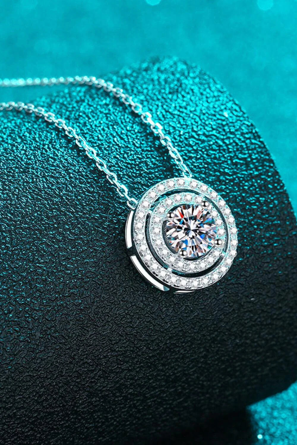 Elegant Moissanite Necklace in 925 Sterling Silver with Rhodium Plating