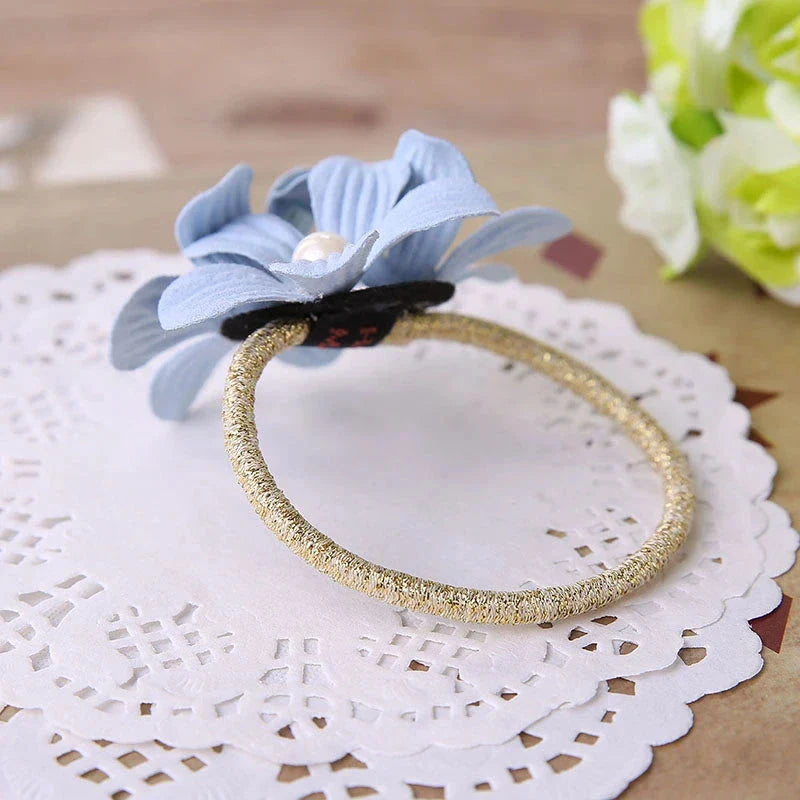 Stylish purple floral elastic hair rope accessory for women