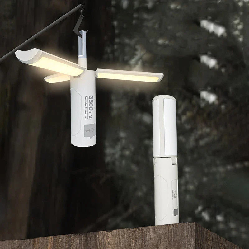 Outdoor LED Camping Lamp with folding design, USB charging, and bright LED light for Kiwi adventures