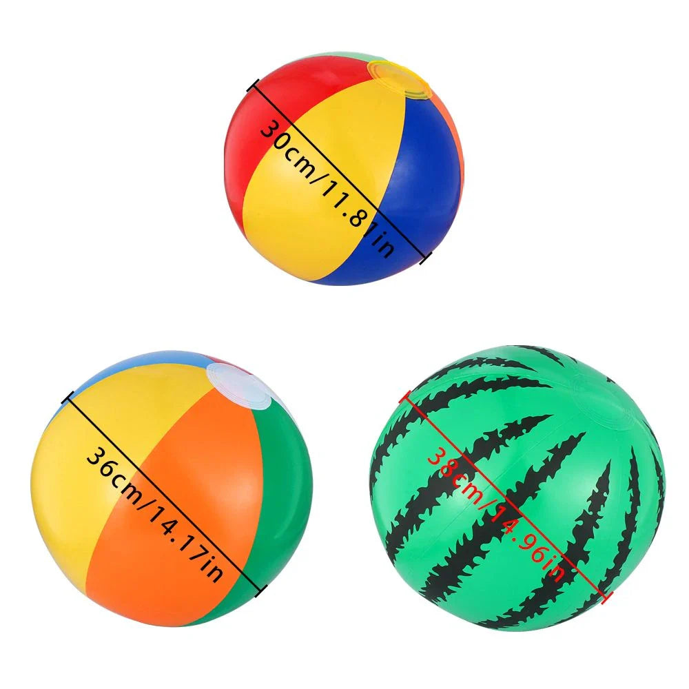 Vibrant and durable inflatable beach ball in various sizes, perfect for Kiwi summer fun at the beach, pool, and outdoor events