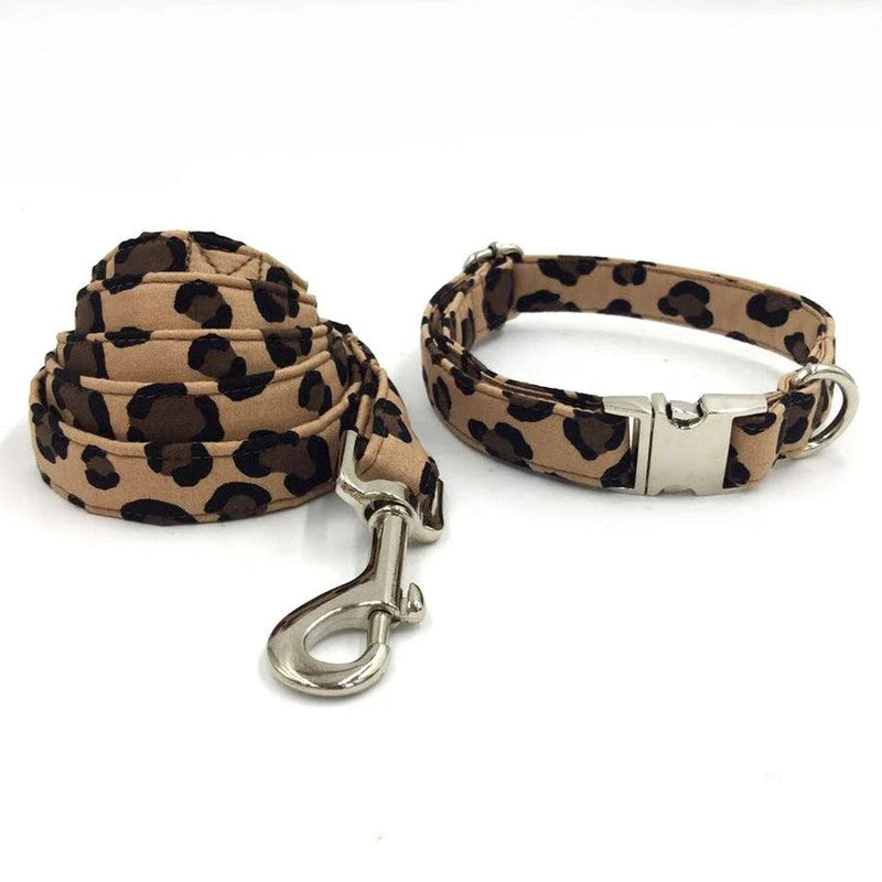 Shopfluxpro NZ Stylish Leopard-Print Dog Collar and Leash Set for Kiwi Canines