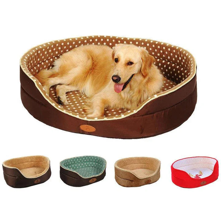 Comfy Kiwi Pup Bed with Soft Plush Material and Polka Dot Pattern