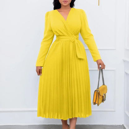 Stylish pleated Africa dress with lace-up detailing, available in various colours