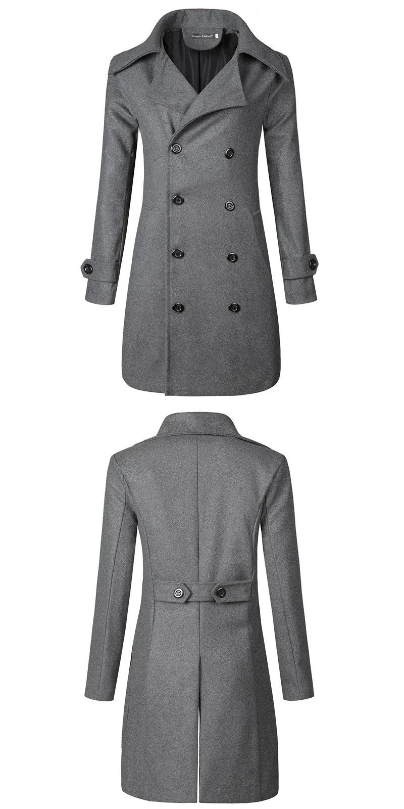 Premium wool mid-length trench coat with double-breasted design, perfect for plus-size figures in New Zealand