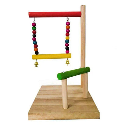 Versatile Wooden Perch with Adjustable Height and Removable Trays for Kiwi Birds