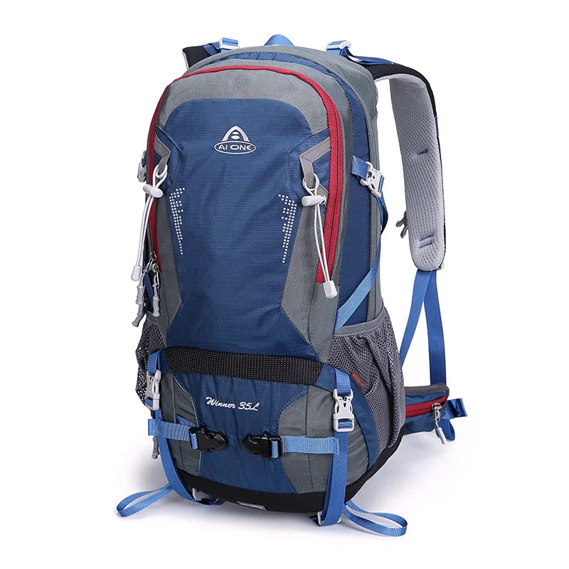 Durable outdoor backpack with waterproof construction, rain cover, and multiple compartments for organised adventuring