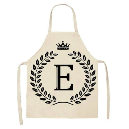 A crown and letter printed kitchen apron made of high-quality cotton and linen, suitable for both men and women in New Zealand kitchens.