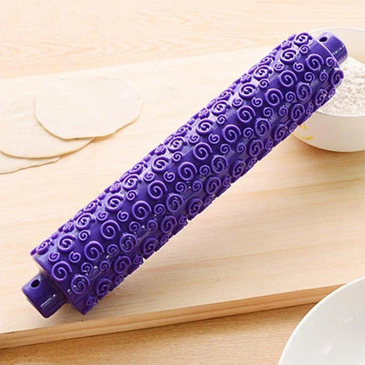 Eco-Friendly Purple Patterned Rolling Pin - Sustainable and Stylish Kitchen Baking Accessory for Kiwi Bakers