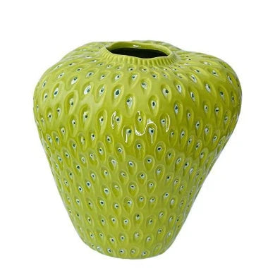 Stylish strawberry-shaped ceramic vase in various colors and sizes, perfect for adding Kiwi charm to your home decor