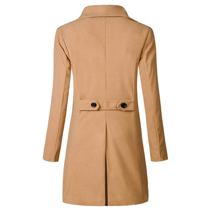 Premium wool mid-length trench coat with double-breasted design, perfect for plus-size figures in New Zealand