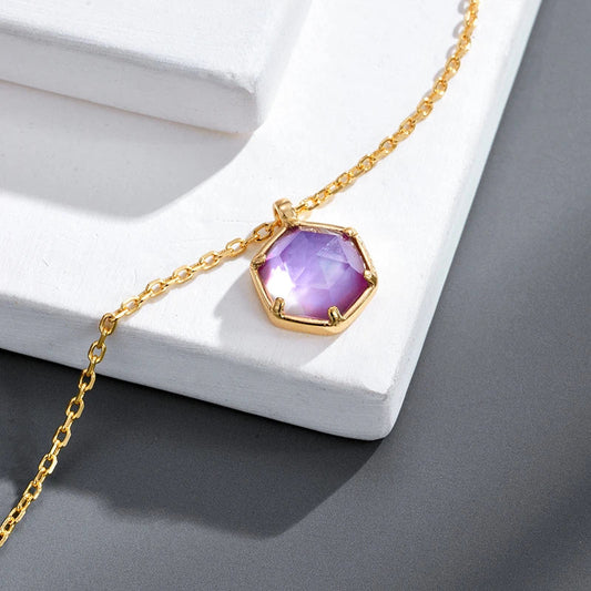 Premium 925 sterling silver Natural Amethyst Necklace with geometric-inspired design, a versatile and elegant accessory from New Zealand.