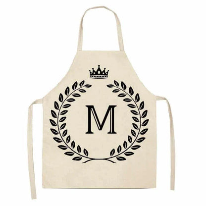 A crown and letter printed kitchen apron made of high-quality cotton and linen, suitable for both men and women in New Zealand kitchens.