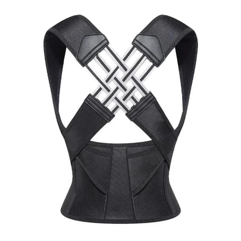 Adjustable posture corrector brace with cross-strap design to support shoulders and relieve back pain