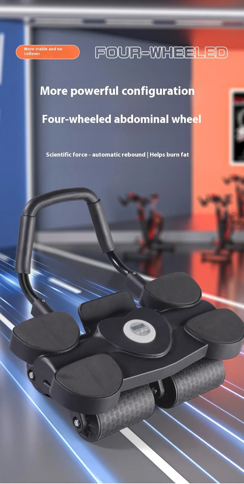 Smart Abdominal Wheel with intelligent counting, automatic rebound, and four-wheel design for targeted core workouts