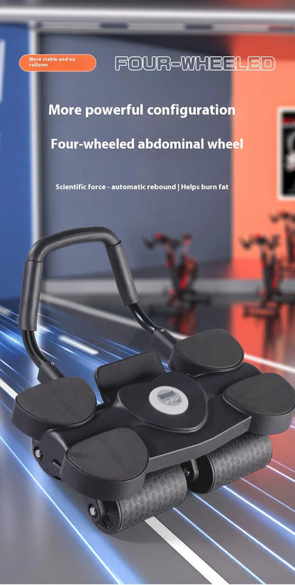 Smart Abdominal Wheel with intelligent counting, automatic rebound, and four-wheel design for targeted core workouts