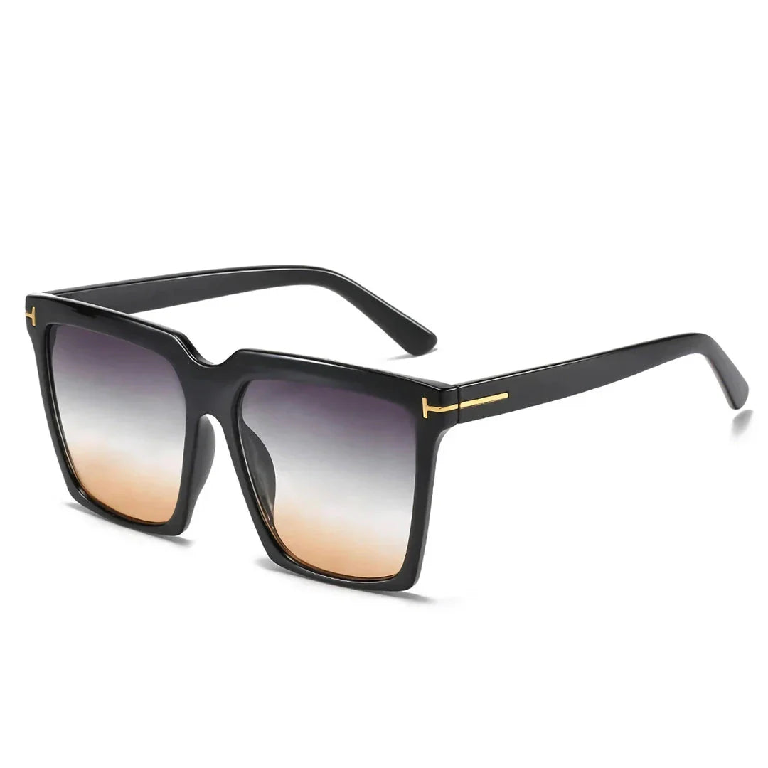 Chic oversized square sunglasses in black with gradient lenses for Kiwi women