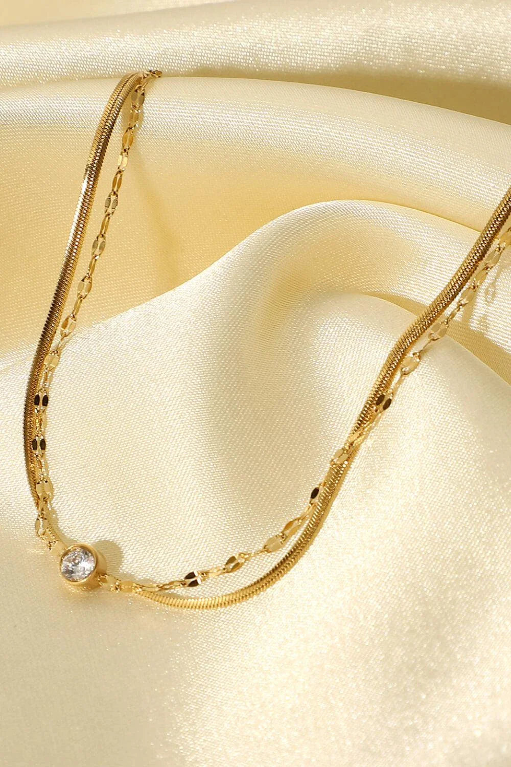 Sparkling double-layered stainless steel bracelet with rhinestone embellishments, adjustable fit for all-day comfort and style