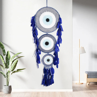 Vibrant, handcrafted dreamcatcher wall hanging with feathers, wood, and beads, adding a touch of Kiwi-inspired charm to any home.