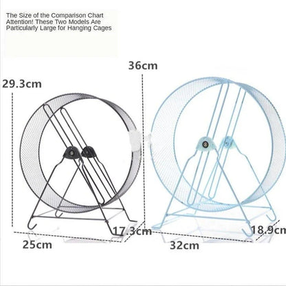 Sturdy metal exercise wheel for small pets like guinea pigs, hamsters, and gerbils, featuring a durable design and compact size for indoor use.