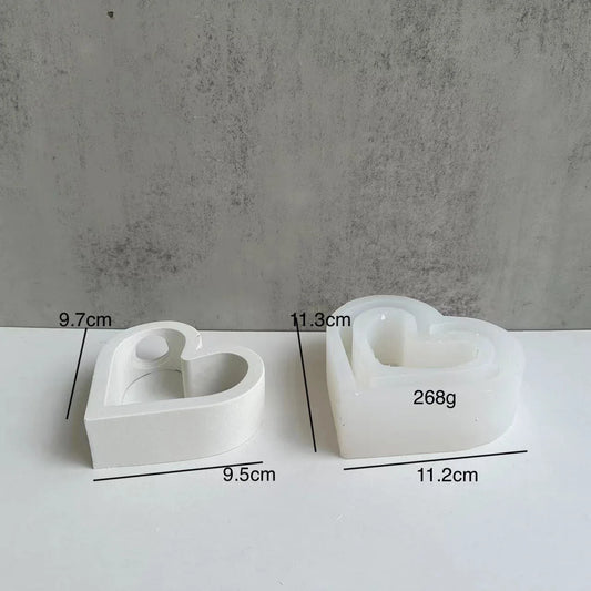Unique heart-shaped silicone mold for creating custom hydroponic flower vases, plaster crafts, cement pieces, and candles