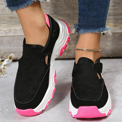 Stylish mesh sports shoes for women in various vibrant colours, featuring a breathable mesh upper and suede detailing for comfortable outdoor wear