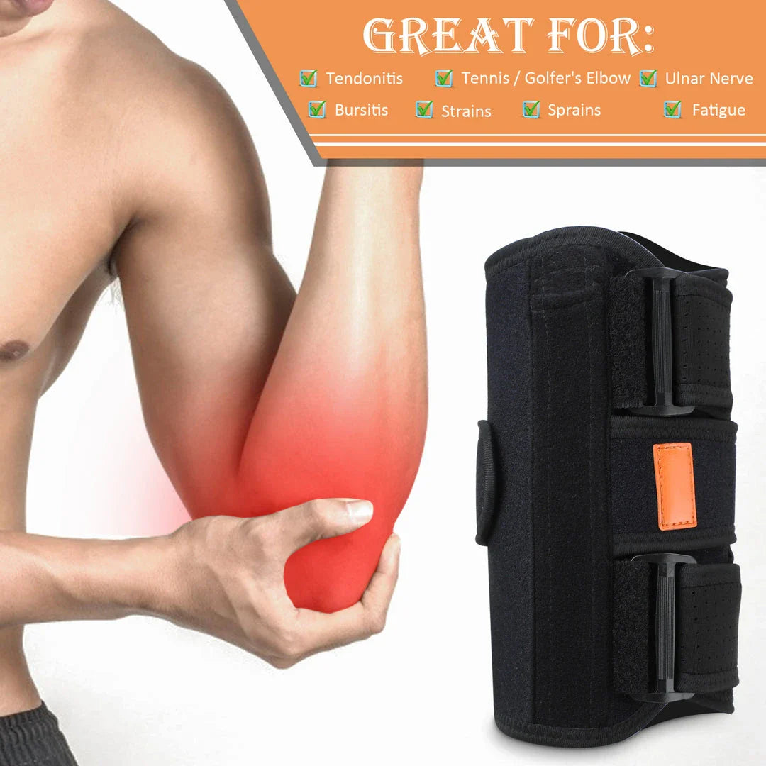 Supportive elbow brace with aluminum strips for active lifestyles, perfect for Kiwi athletes and fitness enthusiasts