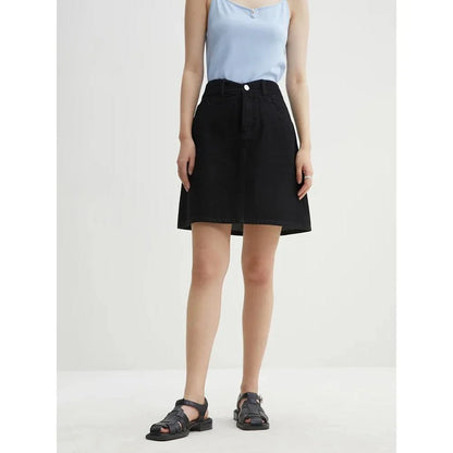 Chic high-waisted denim skirt with a flattering A-line silhouette, perfect for Kiwi summer days