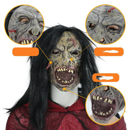 Spooky grey latex horror headgear for masquerade parties and Halloween in New Zealand