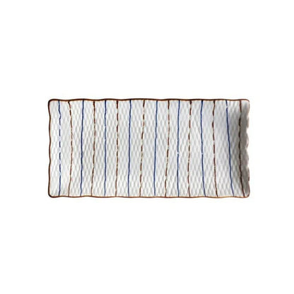 Beautifully crafted Japanese-inspired ceramic plate with a blue and orange glazed finish, perfect for Kiwi homes