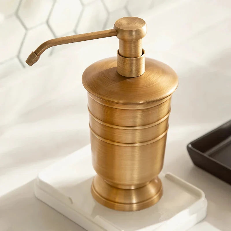 Golden Retro Brushed Brass Bathroom Set with Copper Construction and Vintage-Inspired Design