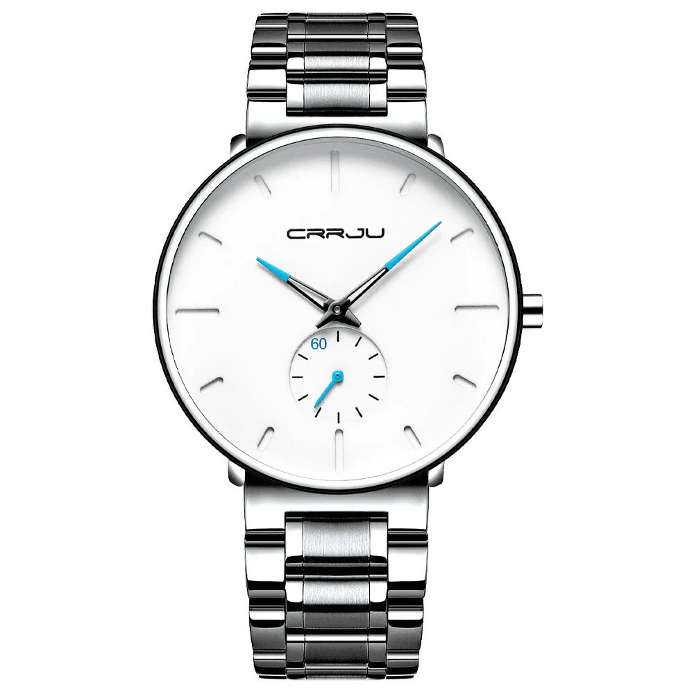 Sleek and modern stainless steel waterproof watch with various coloured needles, designed for the active New Zealand lifestyle.