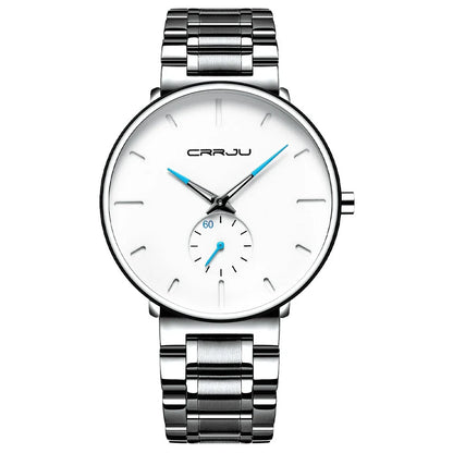 Sleek and modern stainless steel waterproof watch with various coloured needles, designed for the active New Zealand lifestyle.