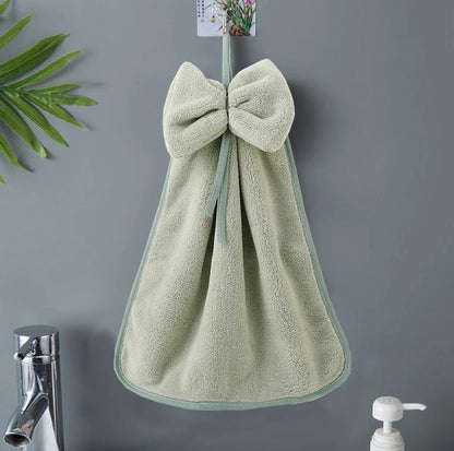 Soft, absorbent coral velvet hand towels with a unique bow design, perfect for Kiwi homes