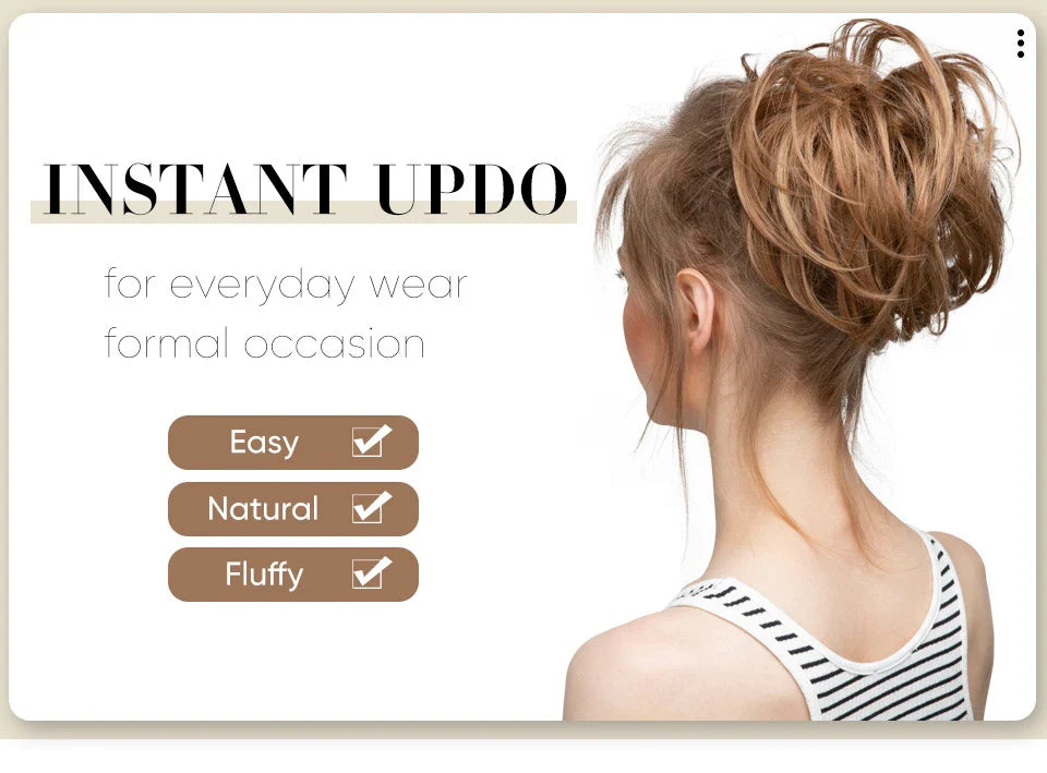 Fluffy and natural-looking hair bun made from premium domestic silk for easy, effortless updos