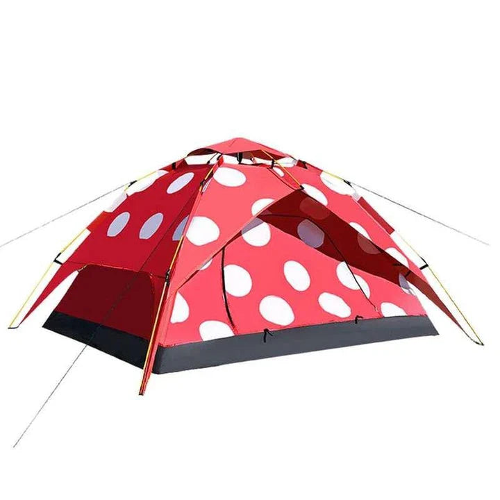 Polka Dot Mushroom Automatic Folding Camping Tent with durable, waterproof construction and easy setup