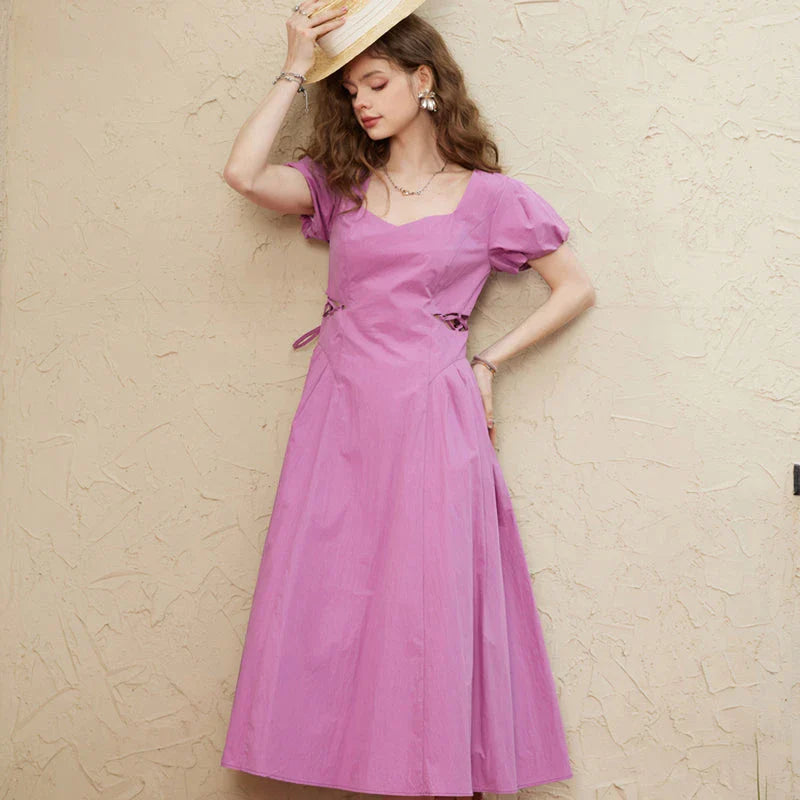 Stylish Summer A-Line Mini Dress with Chic Square Neckline - Lightweight, Breathable, and Flattering Design