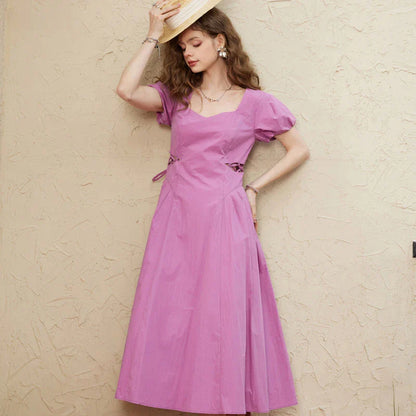 Stylish Summer A-Line Mini Dress with Chic Square Neckline - Lightweight, Breathable, and Flattering Design