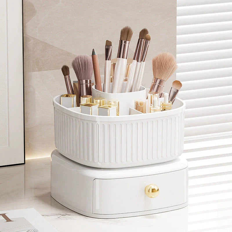 360 Degree Rotating Makeup Organiser with Drawers in Elegant Colours for Organised Vanity