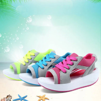 Stylish New Zealand beach sandals with cushioned rocking sole and breathable mesh uppers