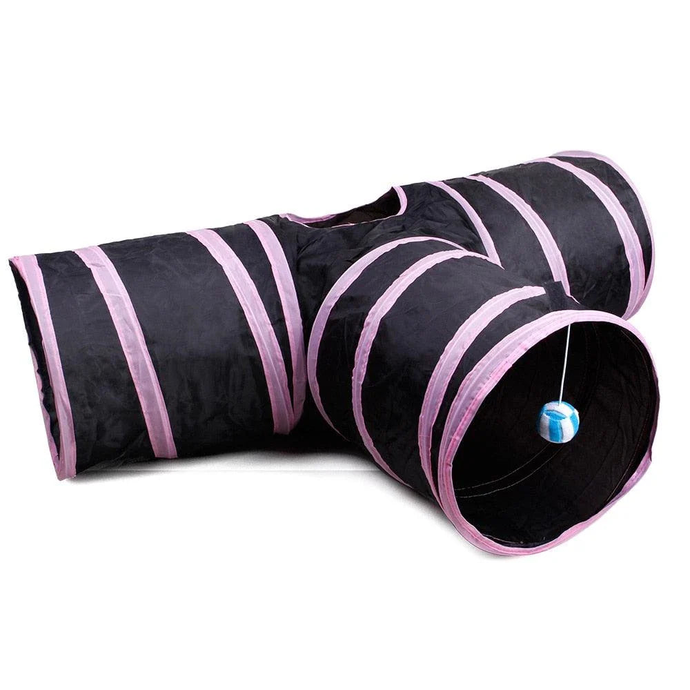 Premium foldable cat tunnel toy made with durable polyester for indoor play and relaxation