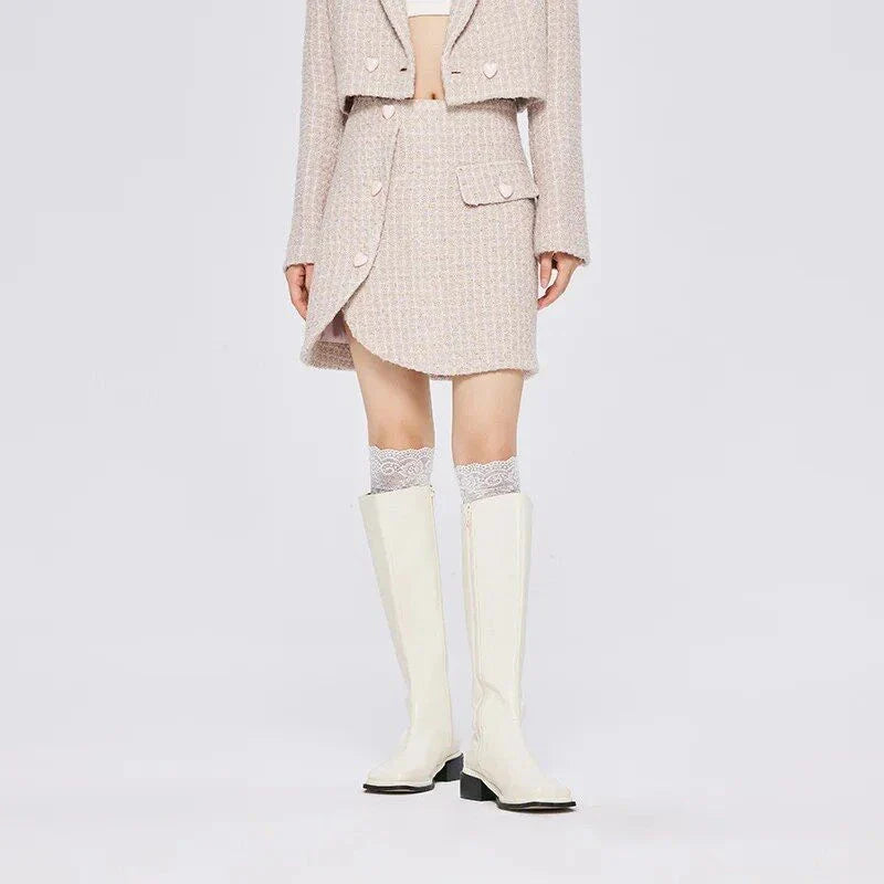 Timeless Plaid A-Line Skirt with Asymmetric Design and Button Details