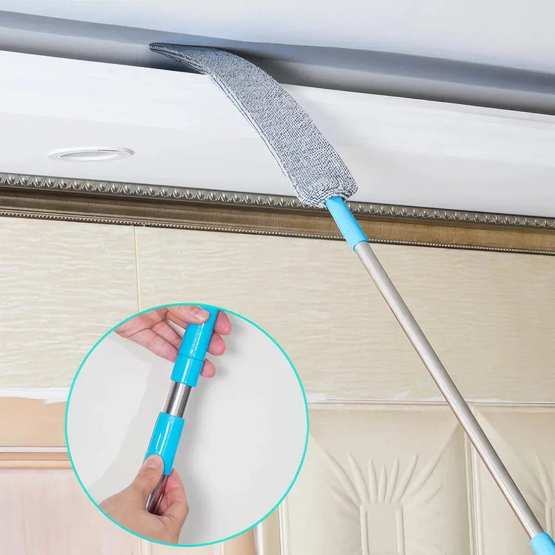 Versatile extendable dusting brush with telescopic design, detachable handle, and flexible microfiber head for effortless household cleaning