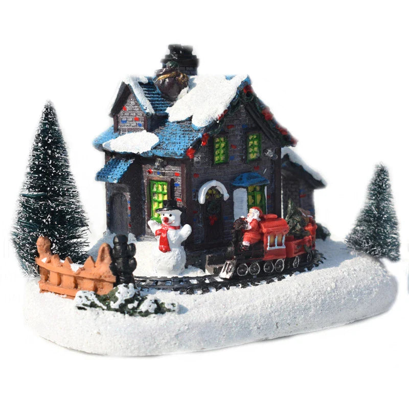 Luminous resin Christmas house decorations with a glowing, festive design