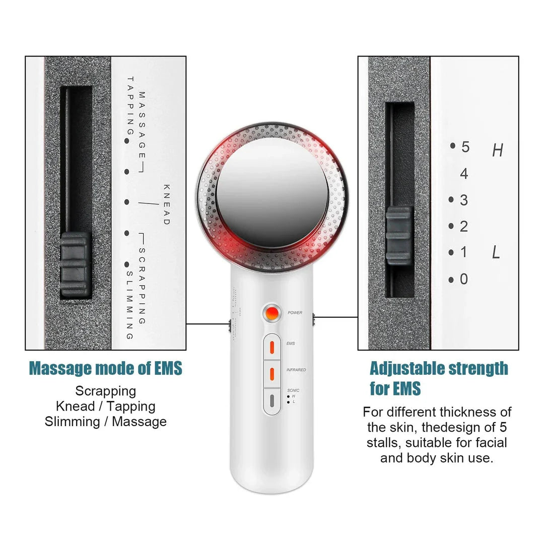 3-in-1 Ultrasonic Body Sculptor and Facial Lifter with Ultrasonic, EMS, and Infrared functions for body shaping and skin rejuvenation