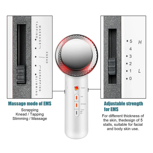 3-in-1 Ultrasonic Body Sculptor and Facial Lifter with Ultrasonic, EMS, and Infrared functions for body shaping and skin rejuvenation