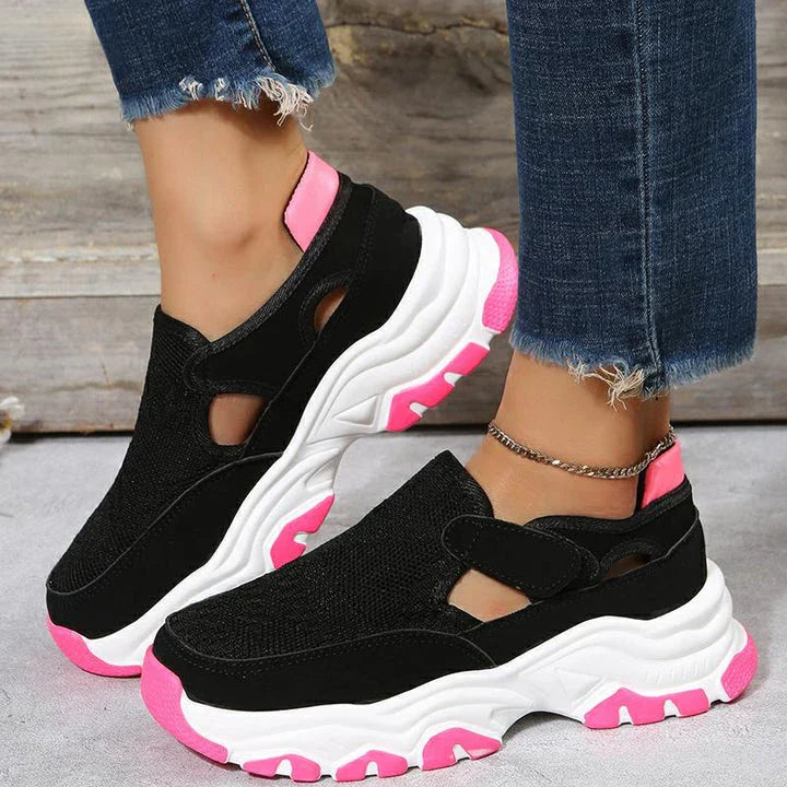 Stylish mesh sports shoes for women in various vibrant colours, featuring a breathable mesh upper and suede detailing for comfortable outdoor wear