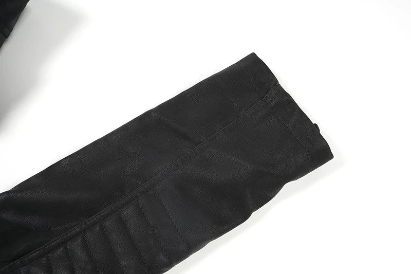 Men's PU Leather Jacket with Stand Collar in Black - Stylish and Durable Outerwear for Kiwi Blokes