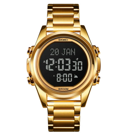 Premium men's electronic watch with Arab steel casing and stylish gold, rose gold, or black finish