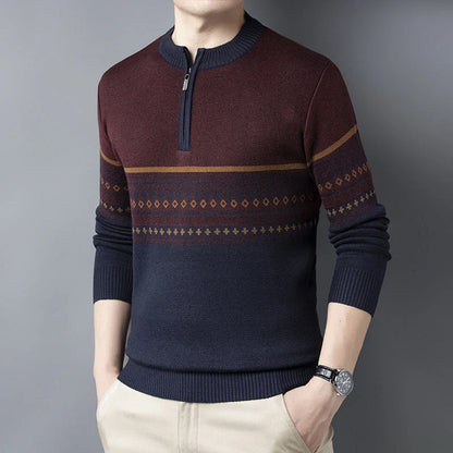 A stylish half-turtleneck sweater in a gray colour, designed for the autumn and winter seasons.